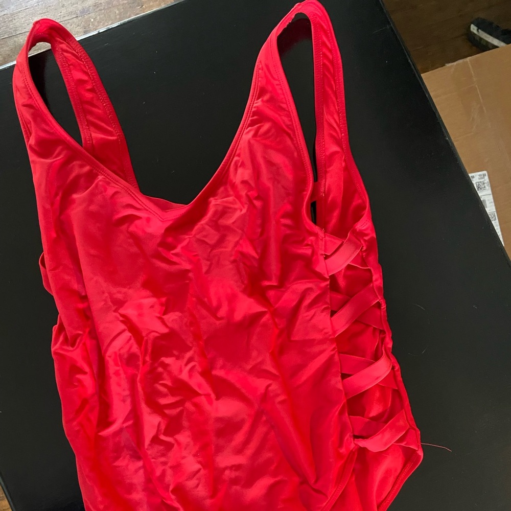 Red one piece swimsuit